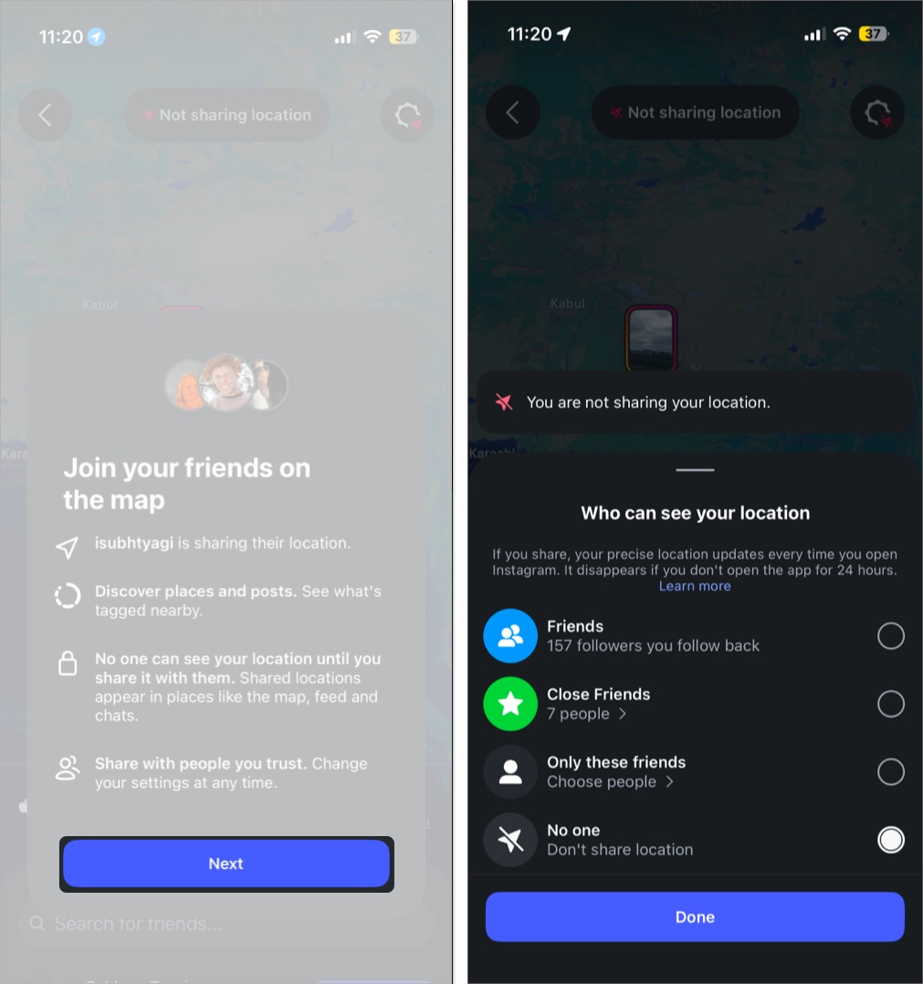 Share your location with friends