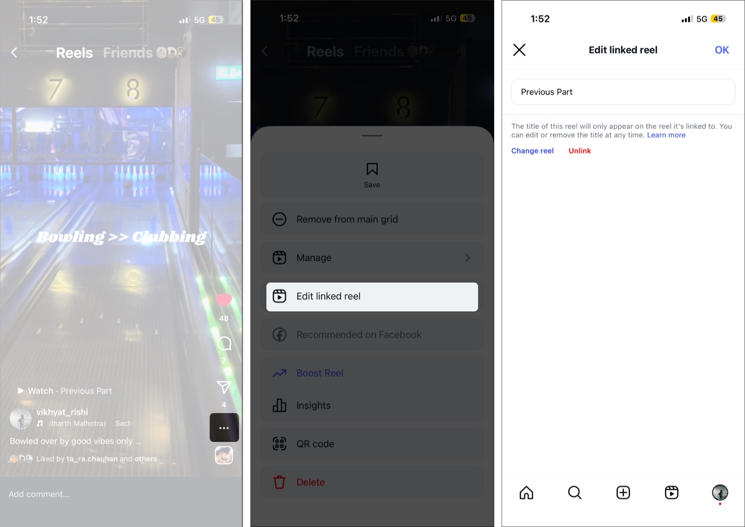 Tap on three dots then edit linked reel option