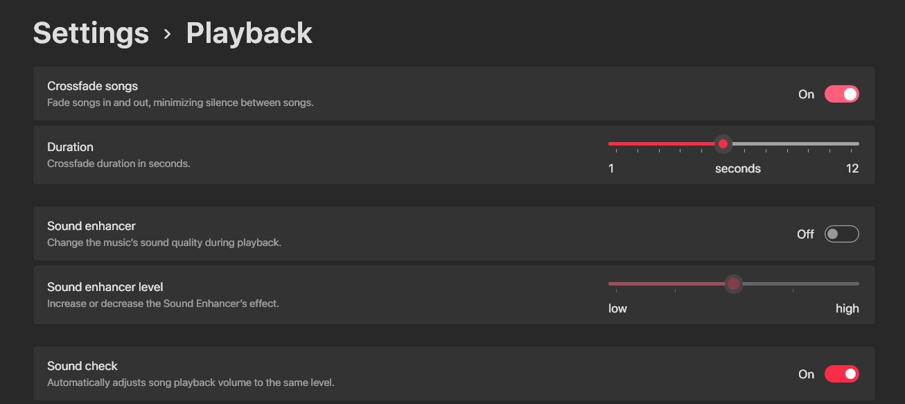 Toggle on crossfade songs and set the duration