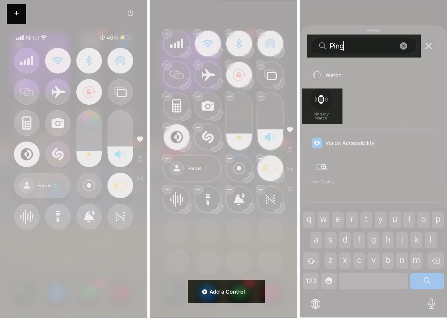 Add Ping My Watch control to iPhone Control Center