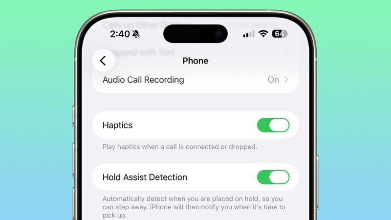 Phone haptics in ios 26 1