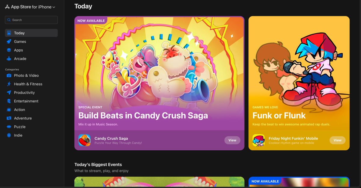 Apple app store on web