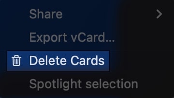 Delete Multiple Contacts on iPhone Click on Delete Cards