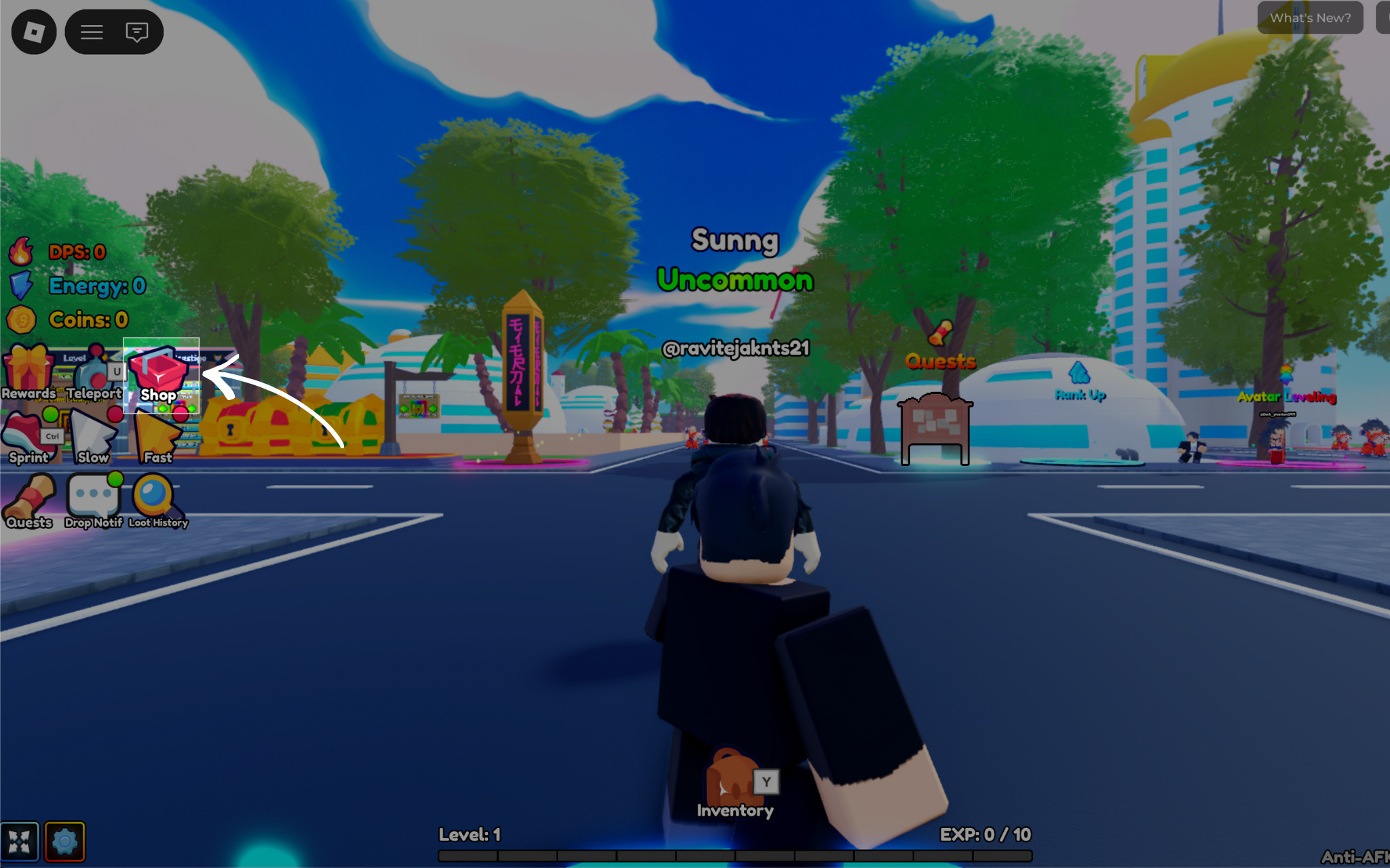 Click the Shop button on the left