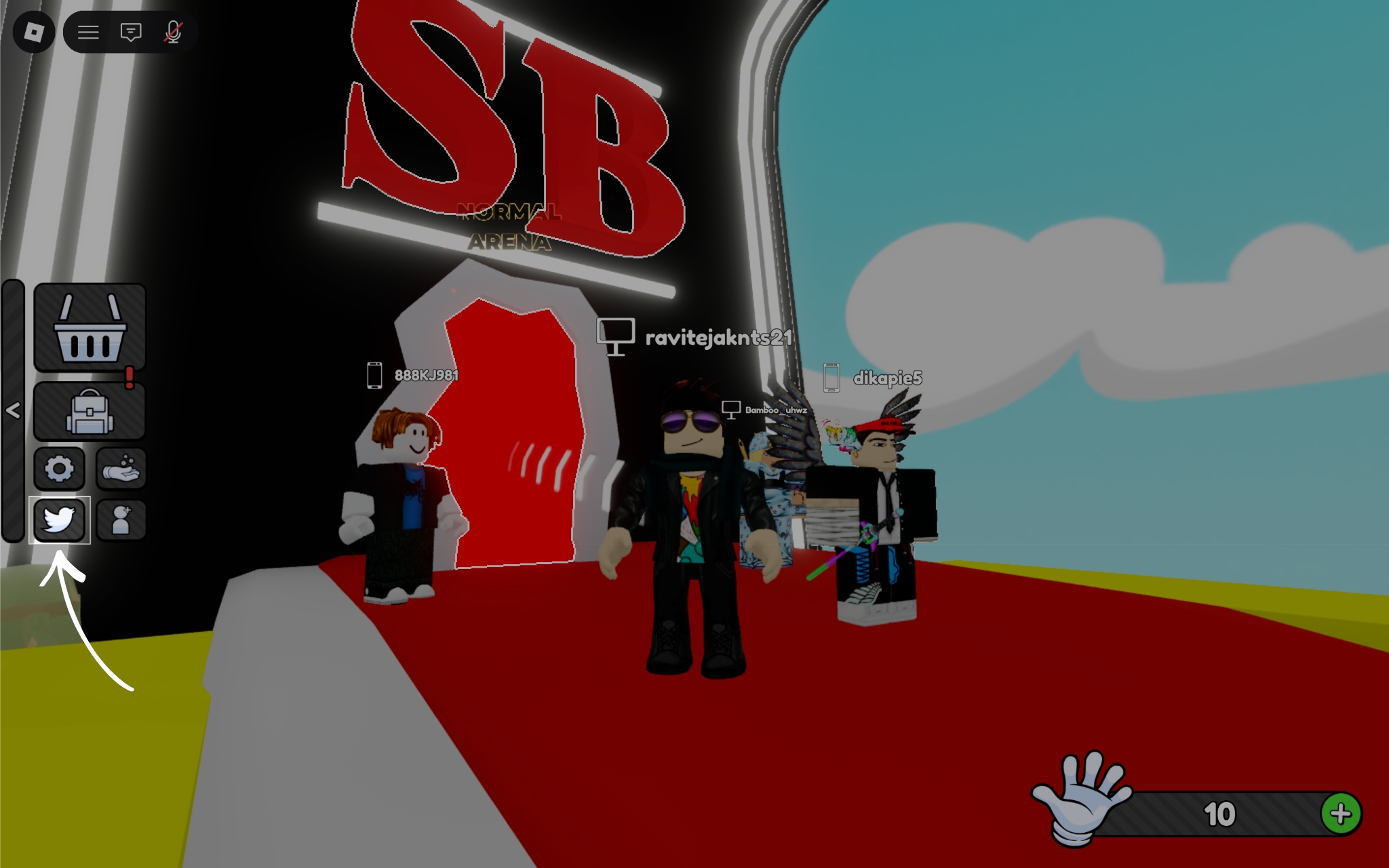 Click the Twitter bird icon on the left side