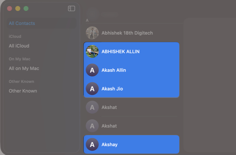 Delete Multiple Contacts on iPhone Command (⌘) + click to select multiple contacts.
