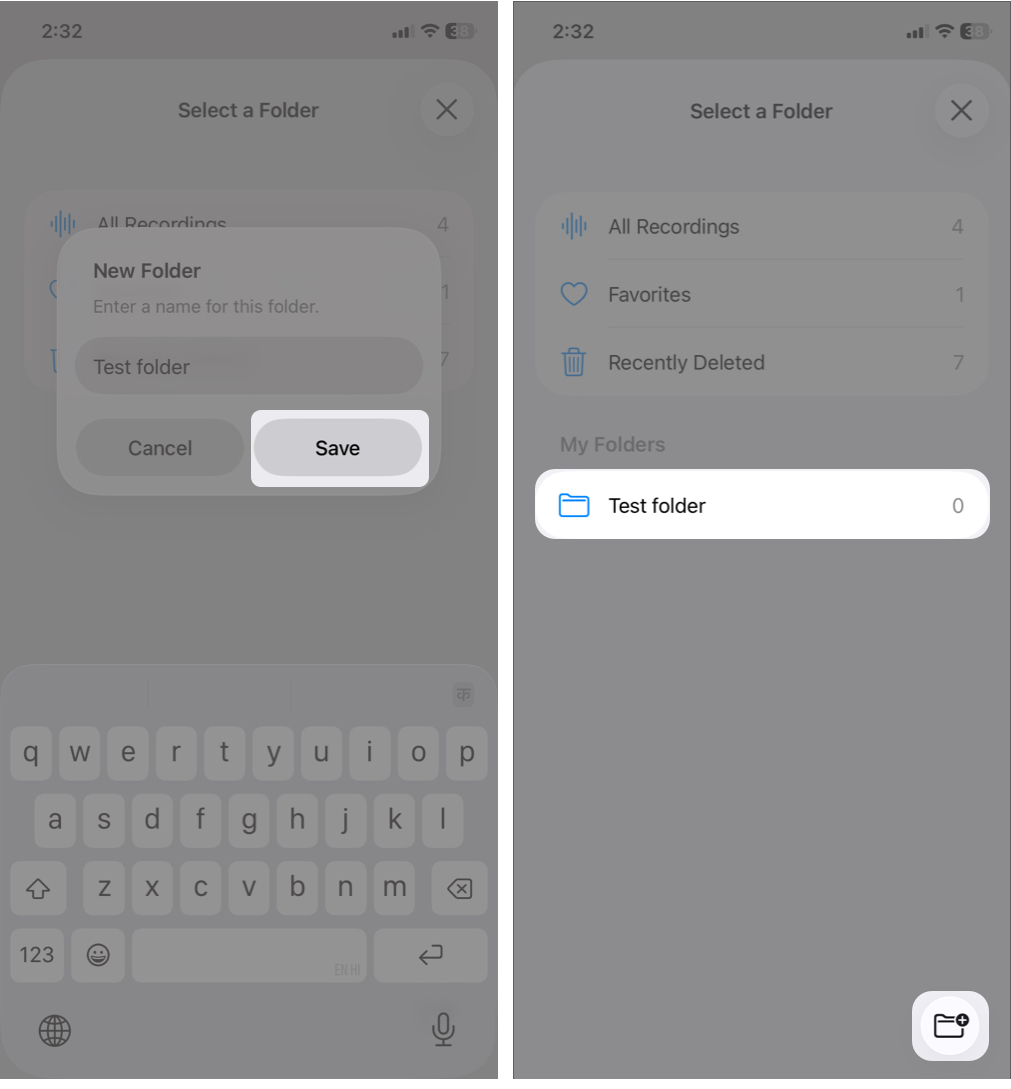 How to Record, Edit, and Share Voice Memos on iPhone in iOS 26 Select the folder tap the left arrow at the top left corner to see all your folders. From here, tap the plus icon to create new folders as well.