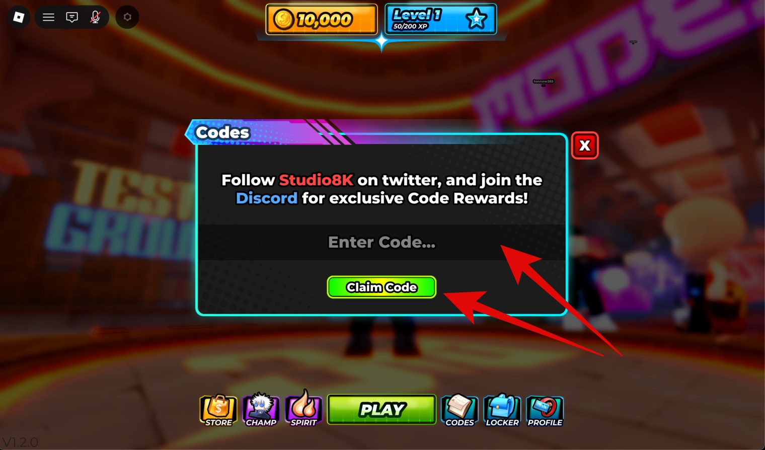 Enter working code in text box and press Claim Code