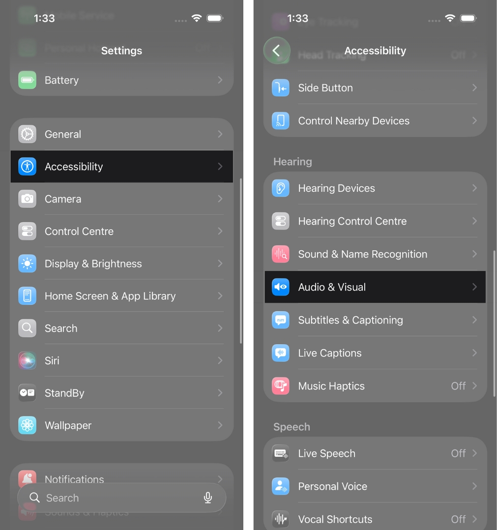How to Make an iPhone Flash When Getting Calls, Texts, and Notifications – iGeeksBlog Head to Accessibility, tap Audio and Visual