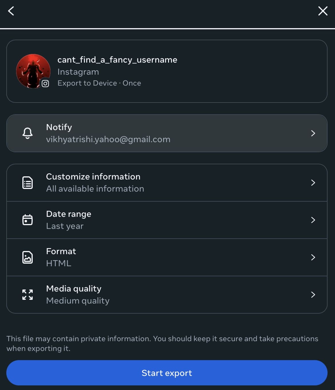 How to Download Your Instagram Data: Messages, Photos and Activity – iGeeksBlog Once done, click the Start Export button.