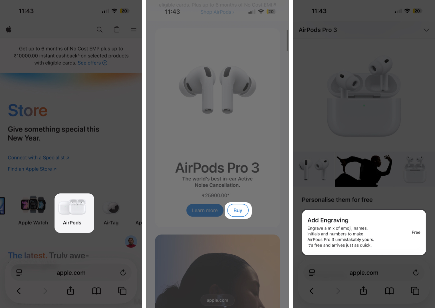 How to Engrave AirPods Cases for Free (Text, Memoji and Emojis) – iGeeksBlog Open the Apple Store App or Website, Select AirPods, and Click Buy on Your Preferred Model.