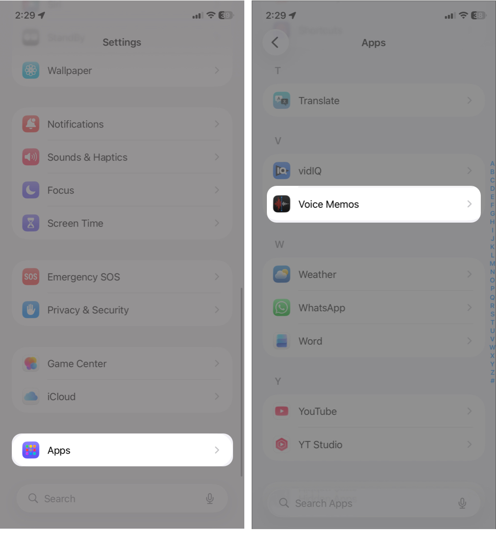 How to Record, Edit, and Share Voice Memos on iPhone in iOS 26 Go to Settings and then Apps and click Voice Memos
