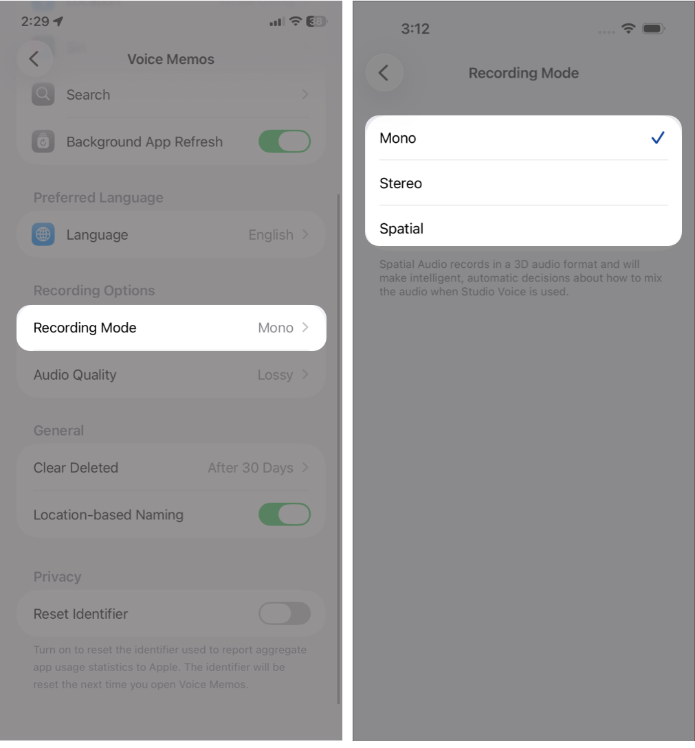 How to Record, Edit, and Share Voice Memos on iPhone in iOS 26 Tap Recording Mode. Select from giving otipons