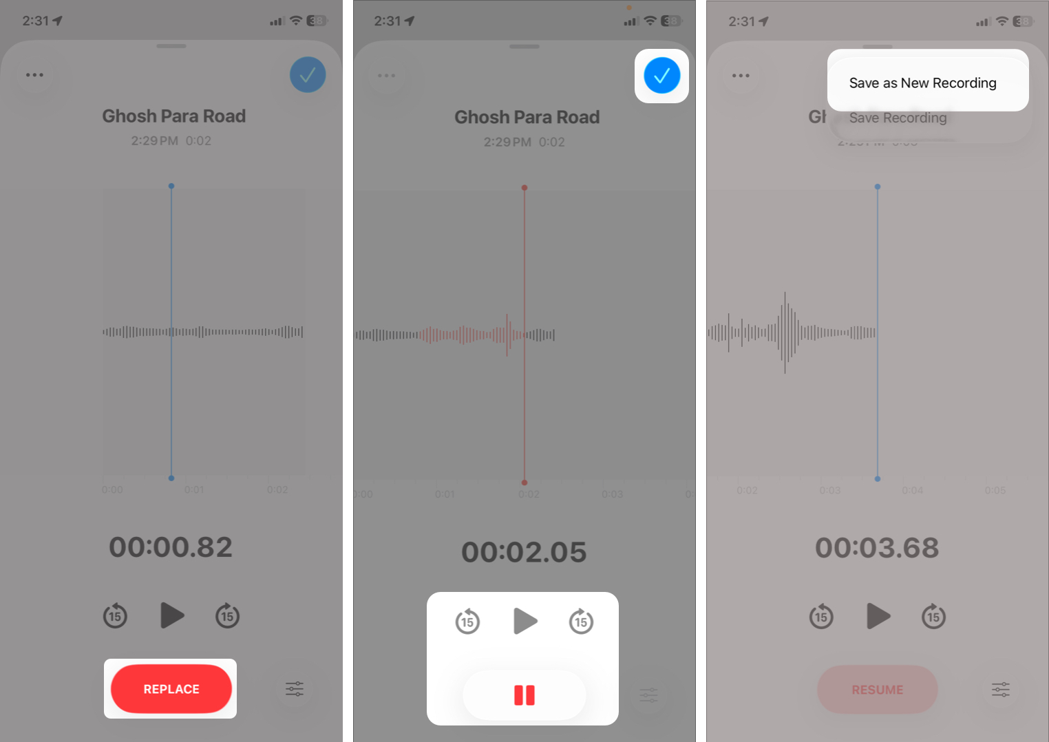How to Record, Edit, and Share Voice Memos on iPhone in iOS 26 Replace a Section with New Audio