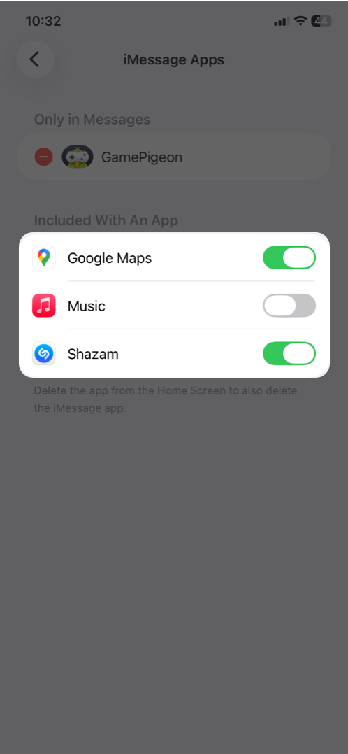 How to Rearrange and Delete iMessage Apps on iPhone or iPad – iGeeksBlog Toggle off Any App You Want Hidden