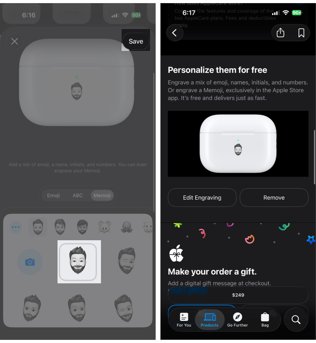 How to Engrave AirPods Cases for Free (Text, Memoji and Emojis) – iGeeksBlog Toggle on Memoji Access, Tap Done, Select Your Memoji, and Tap Save