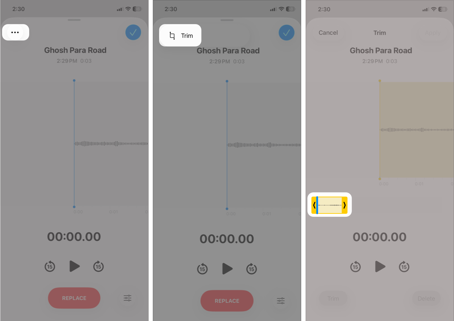How to Record, Edit, and Share Voice Memos on iPhone in iOS 26 n edit mode, tap the three-dot icon > Trim, then drag the yellow handles to set the section of the audio to keep