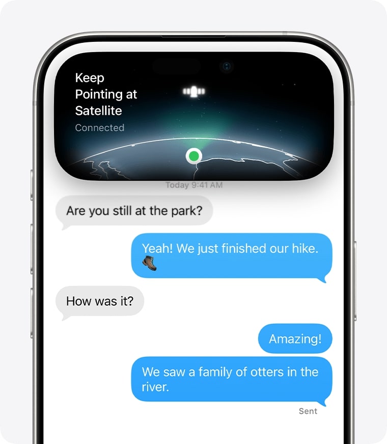 How to Send a Text Message via Satellite on iPhone – iGeeksBlog Wait for the green dot and satellite banner in Dynamic Island, then tap Send