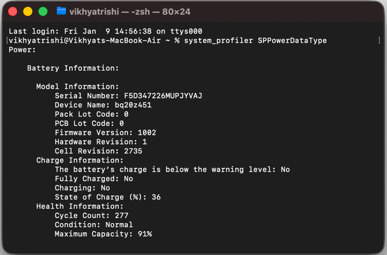 Battery Health from Terminal