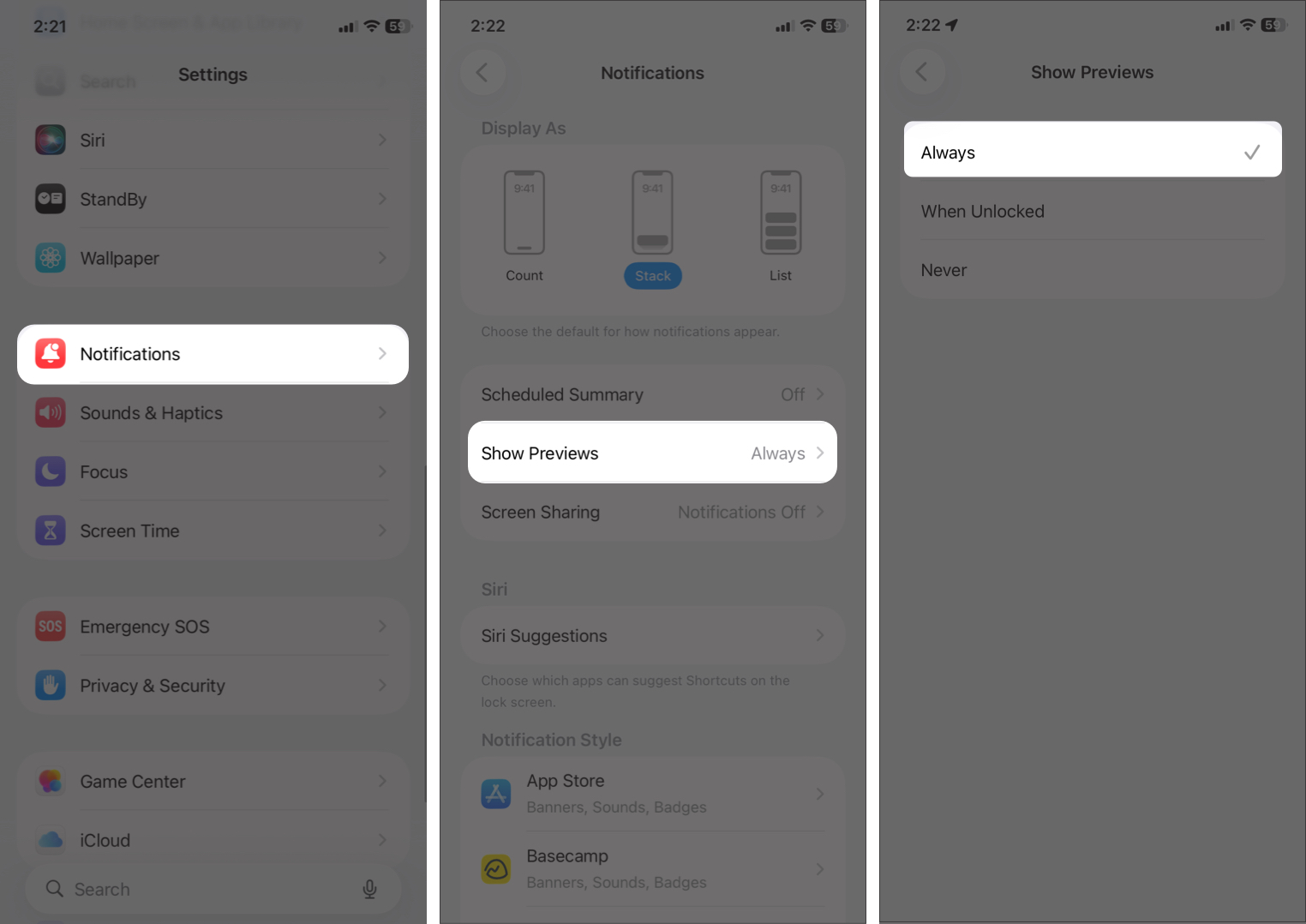 Check Notification Settings on iPhone
