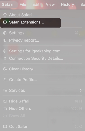 How to Fix Safari Not Working on Mac Go to Safari Settings and Click on Extensions.