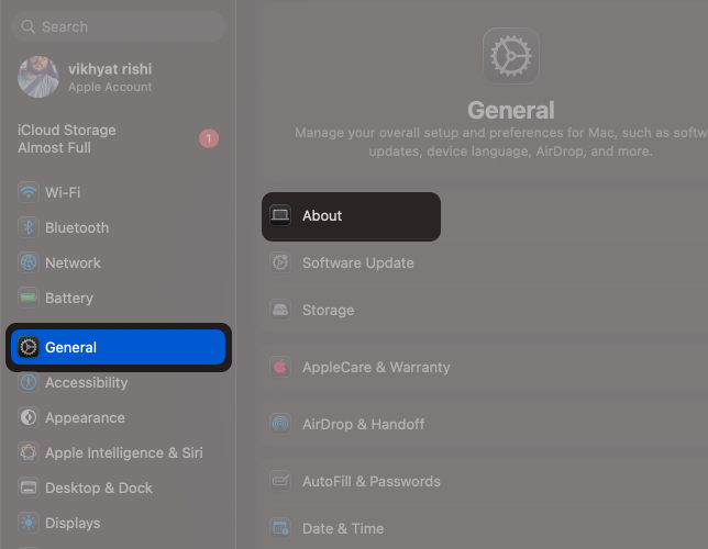 Go to Settings and Tap on General