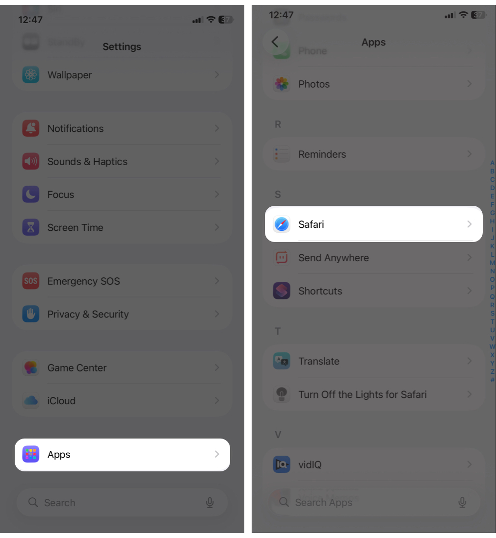 Safari Not Working on iPhone or iPad? Here’s How to Fix It – iGeeksBlog Navigate to Settings, select Apps and choose Safari