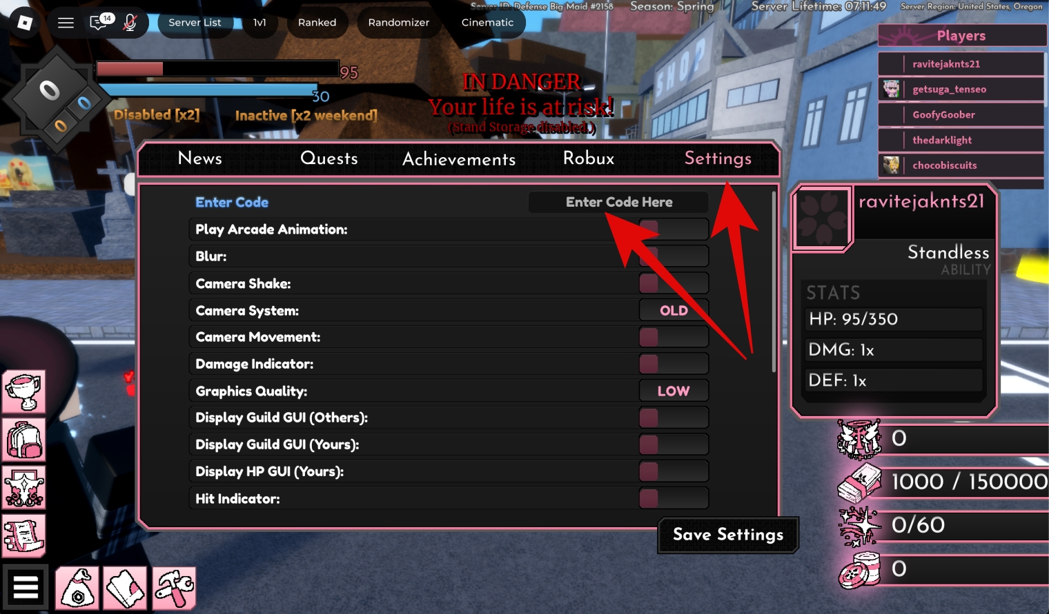 Sakura Stand Codes (January 2026) – iGeeksBlog Open Settings, paste the code in the Enter code field, then press Enter.