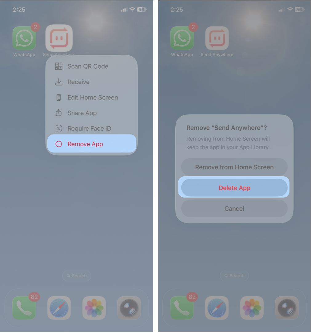 Tap And Hold The App and Tapping Delete App
