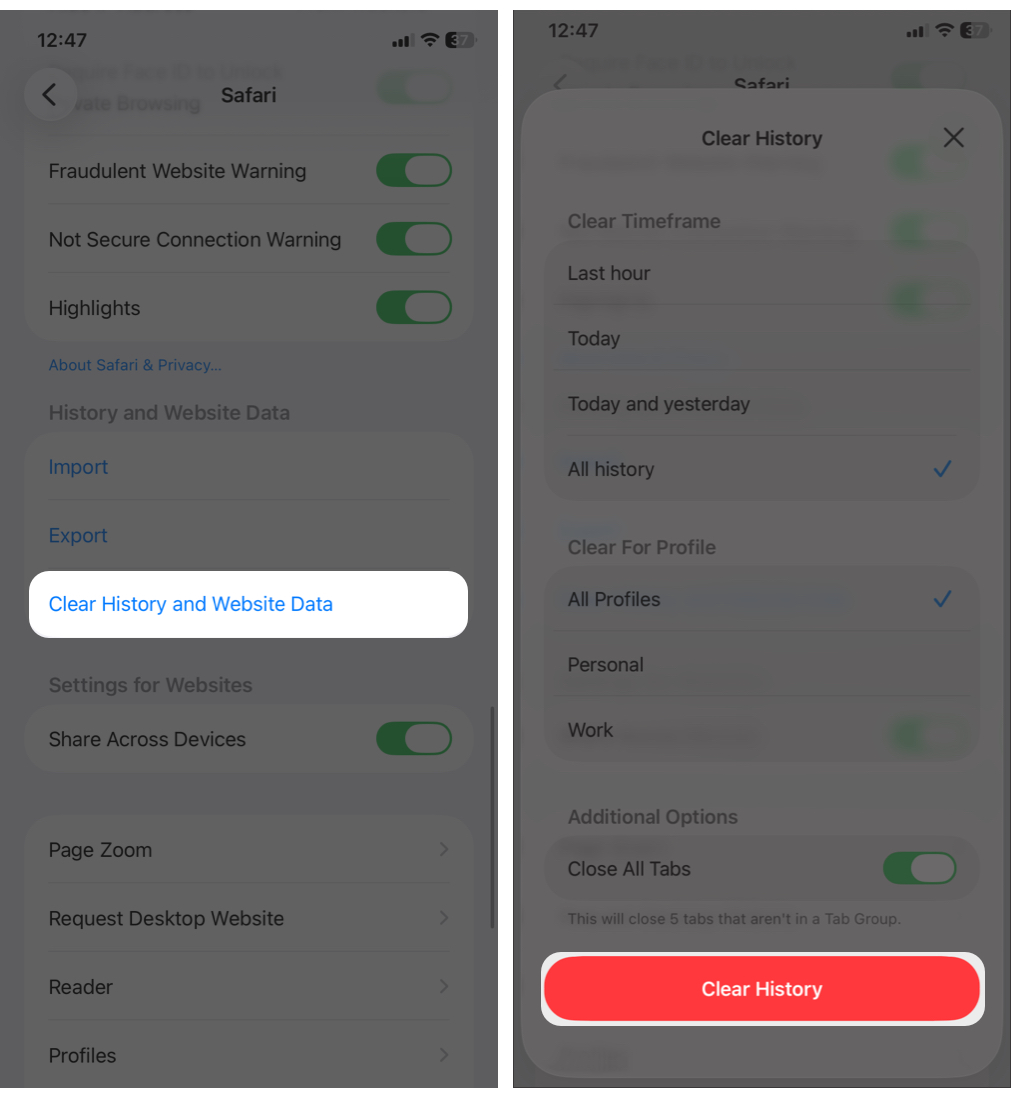Safari Not Working on iPhone or iPad? Here’s How to Fix It – iGeeksBlog Tap Clear History and Website Data and Tap On Clear History
