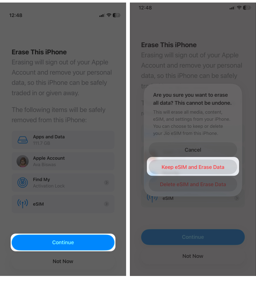 Safari Not Working on iPhone or iPad? Here’s How to Fix It – iGeeksBlog Tap Continue and select Keep eSIM and Erase Data.