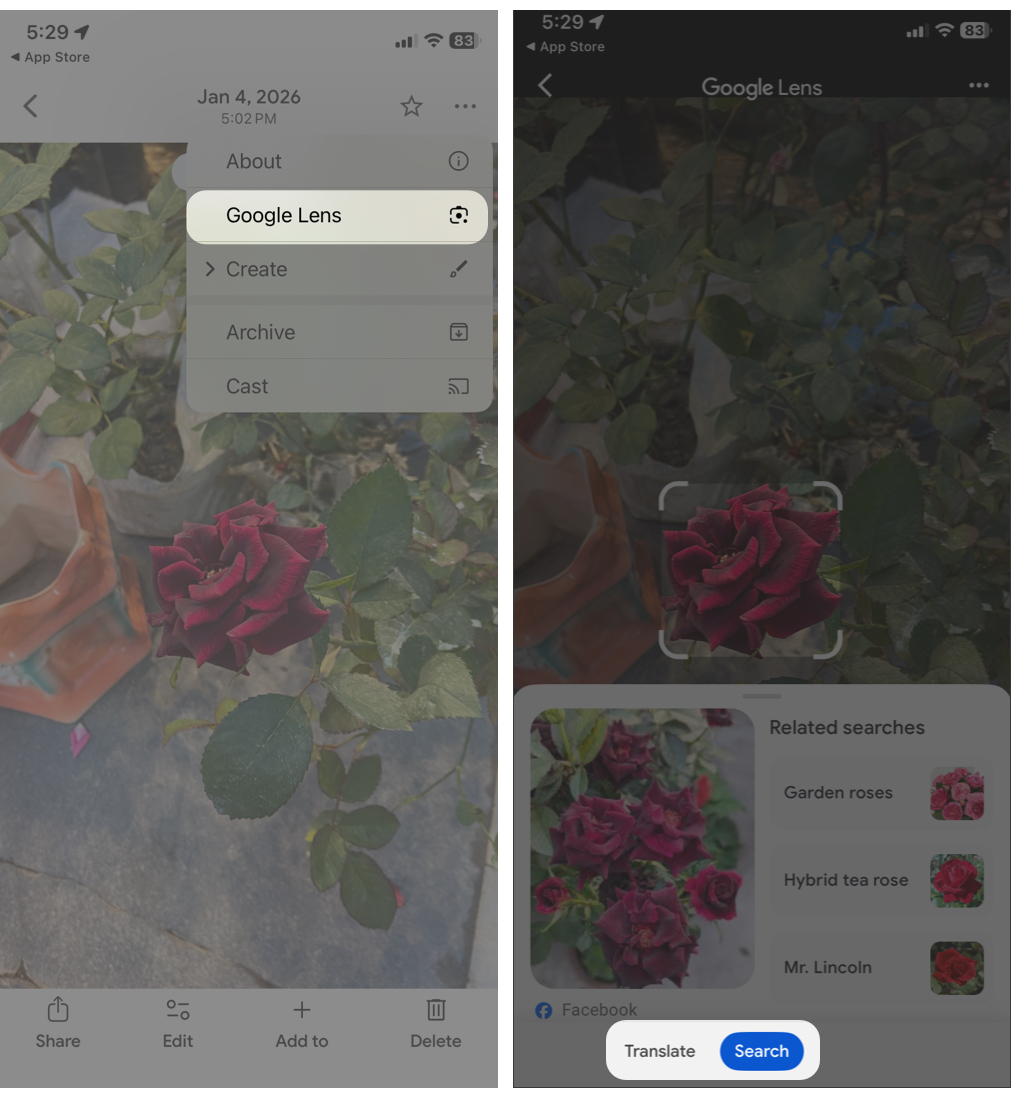 How to Use Google Lens on iPhone: A Step-by-Step Guide Tap the three-dot icon, select Google Lens, and choose Search or Translate to process your photo