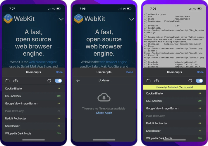Userscripts Safari Extensions