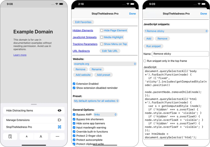 Stop the Madness Safari Extensions