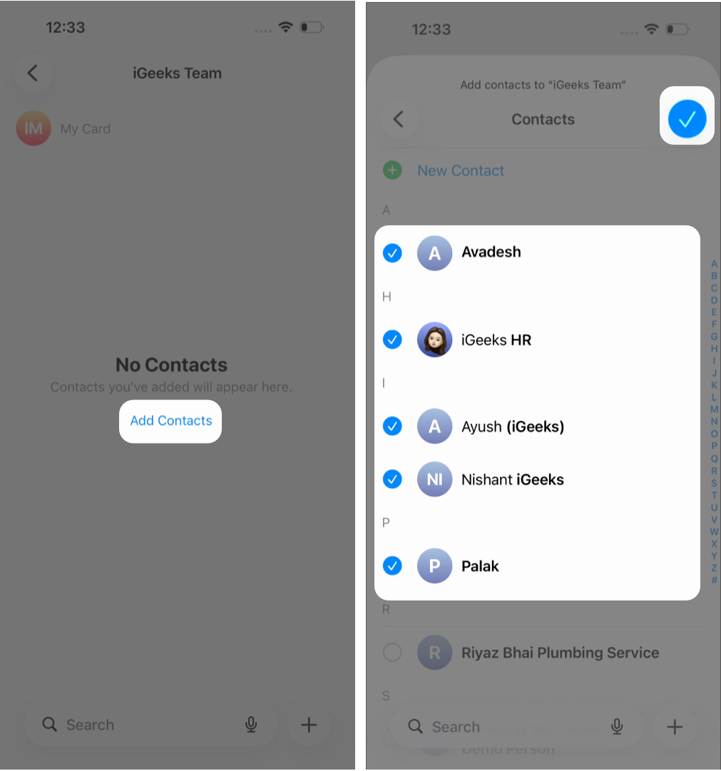 Adding Multiple Contacts to a Specific List on an iPhone