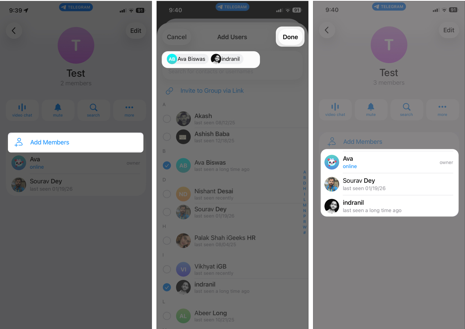 Adding a New Contact to a Group Chat.