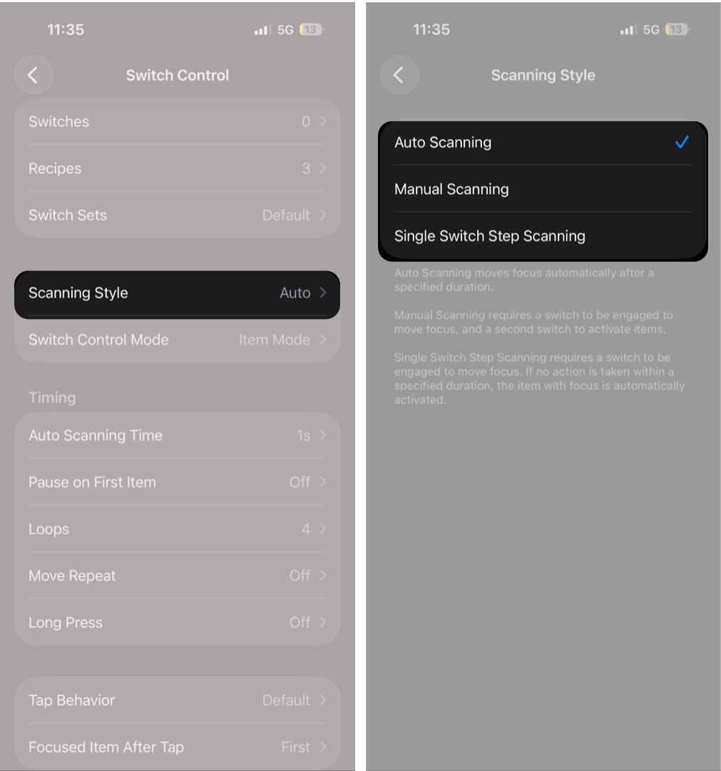 Change the Scanning Style