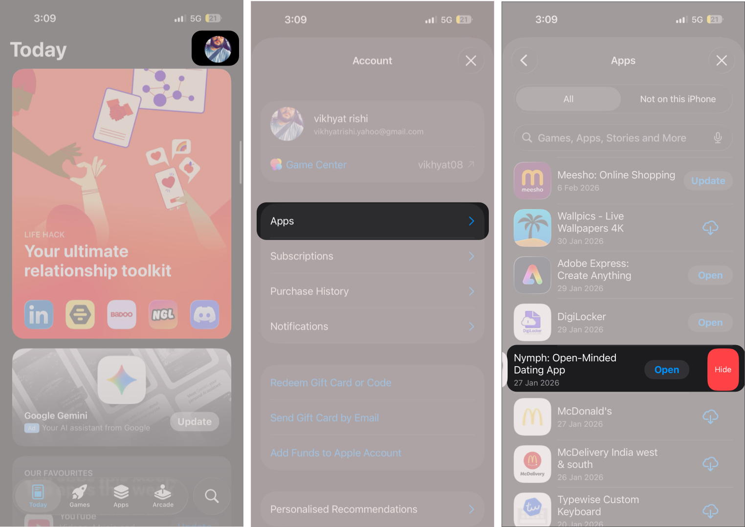Hide Purchases from App Store on iPhone