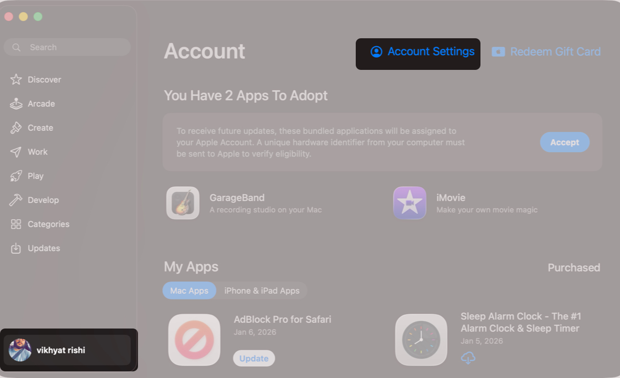 Open Profile And Account Settings