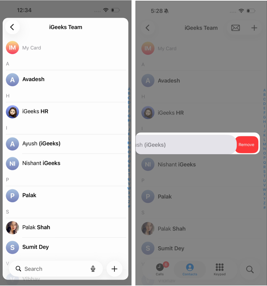 Remove Contacts from a List