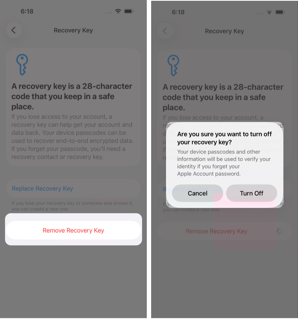 Remove an Apple Recovery Key