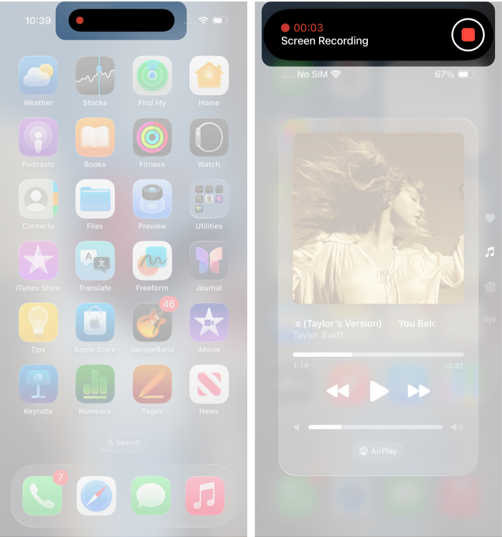 Screen Recording Use Dynamic Island