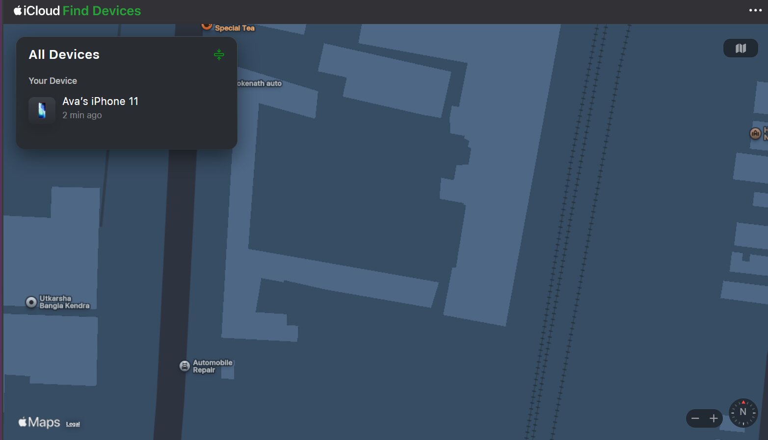 Select Your Lost iPhone on the Sidebar