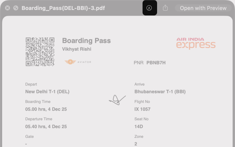 Select the PDF and Click the Markup Icon.