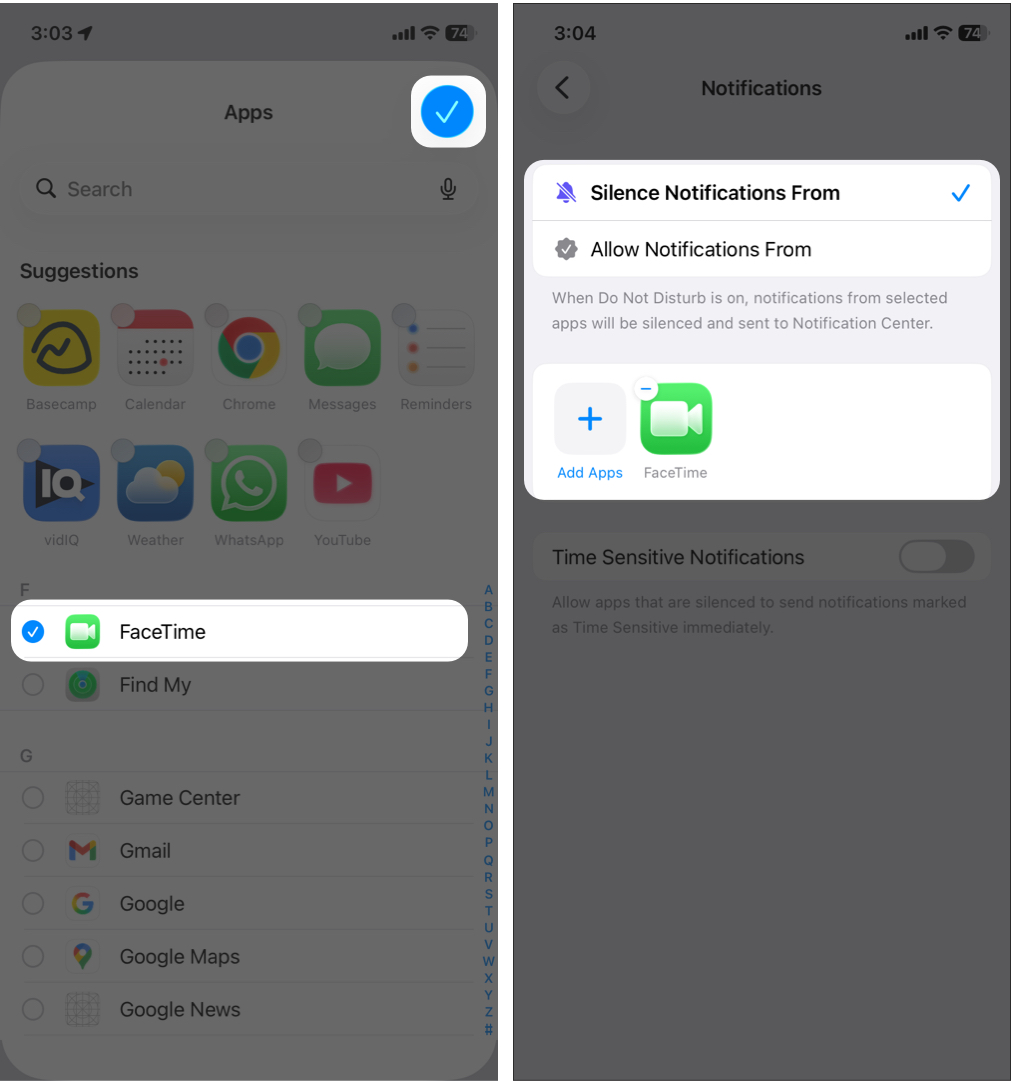 Tap Add Apps And Choose FaceTime. Hit The Checkmark.