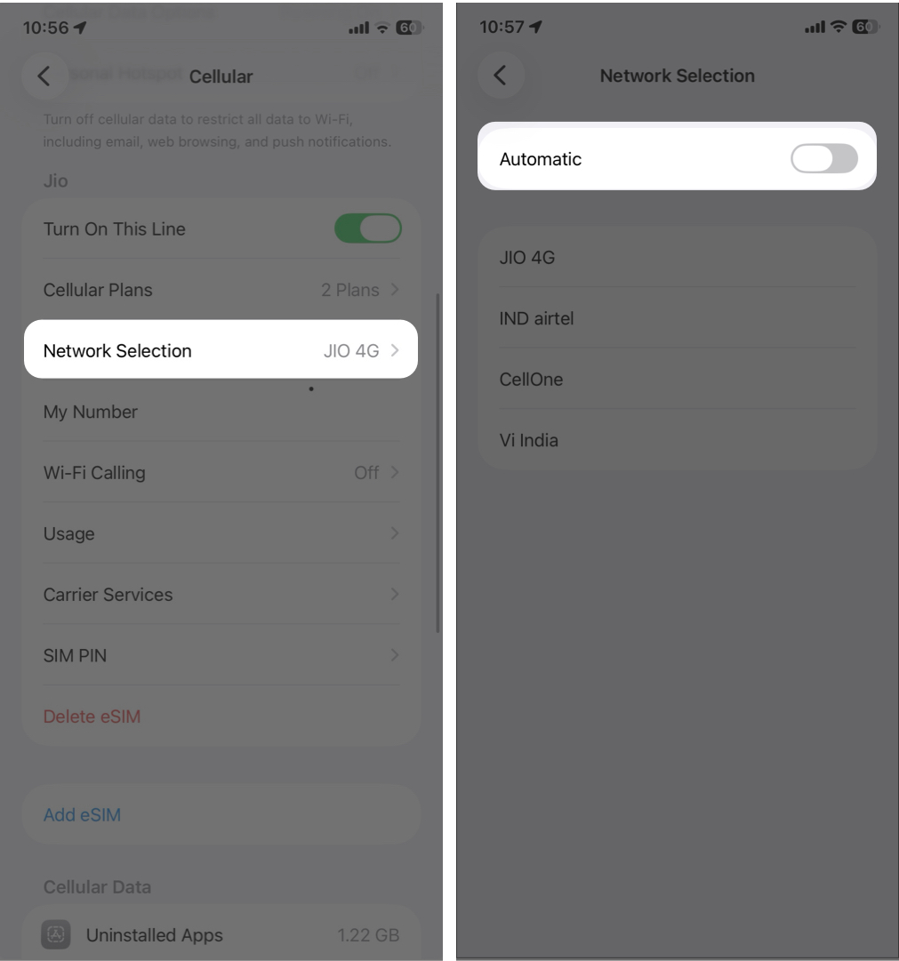 Toggle off Automatic