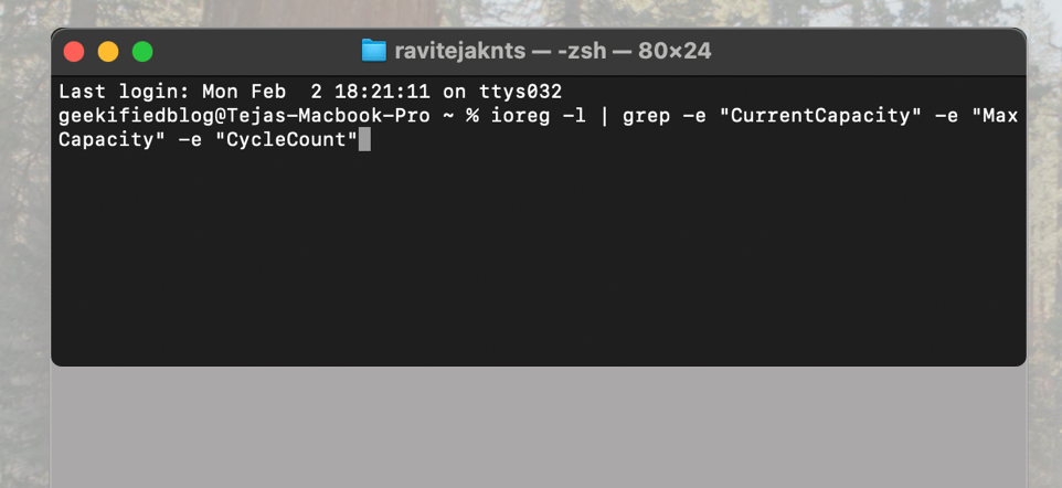 Track Battery Using Battery Data via Terminal