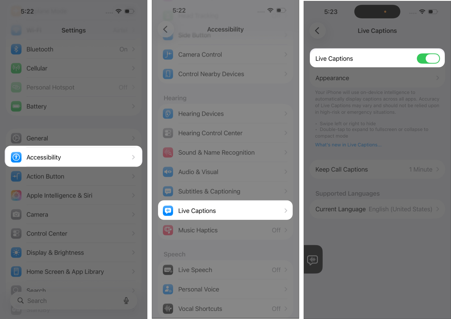 Turn On Live Captions on iPhone and iPad