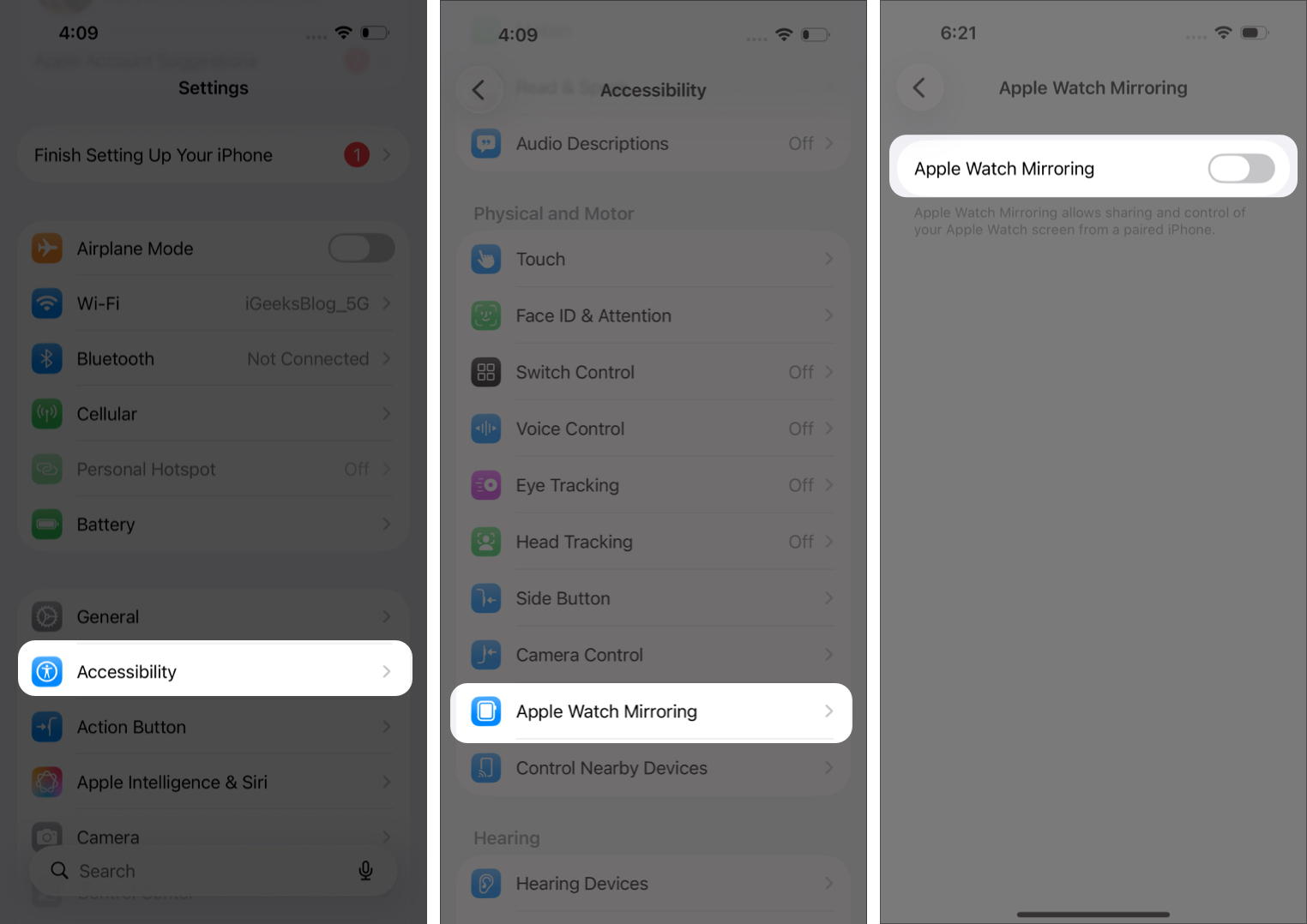 Turn On or Off Apple Watch Mirroring on Your iPhone