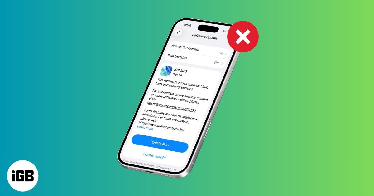 Unable to Install iOS 26.3 Update on iPhone